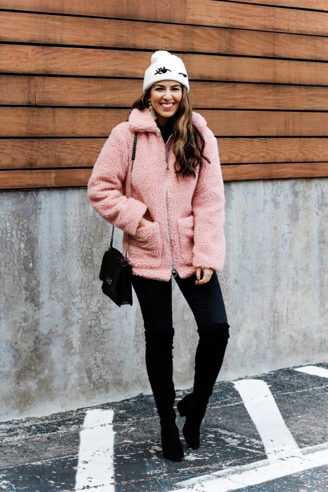 Cute Fluffy Pink Jacket and Sweater Style for Winter