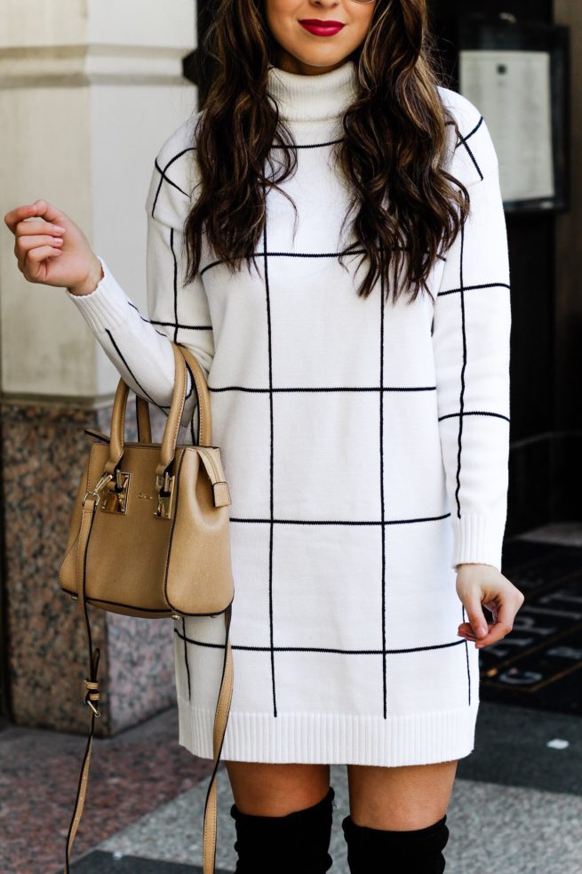 Turtleneck Sweater Dress with Boots