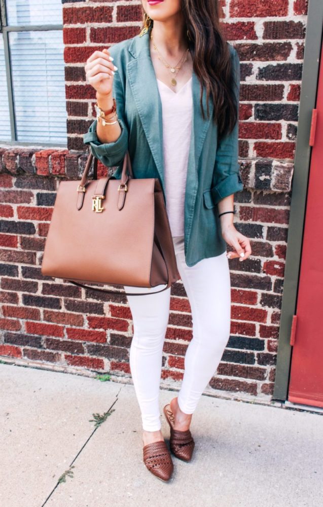 Olive Casual Blazer for the Office 