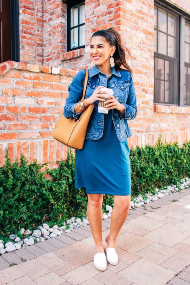 Shirt Dress and Denim Jacket 