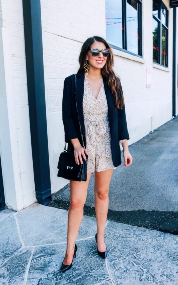 Romper Dressed up with Blazer and Heels 