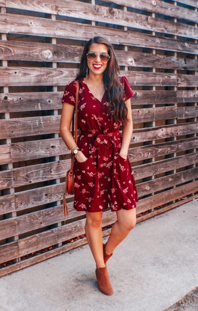 Cute Burgundy Fall Dress 