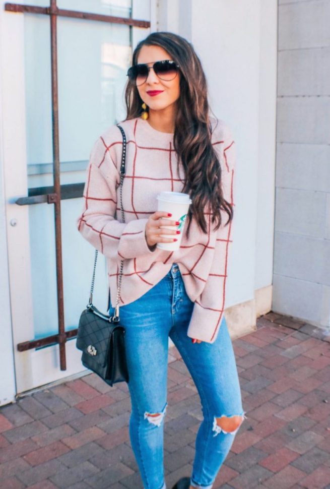 Cute Blush Pink Sweater Styled for Fall 