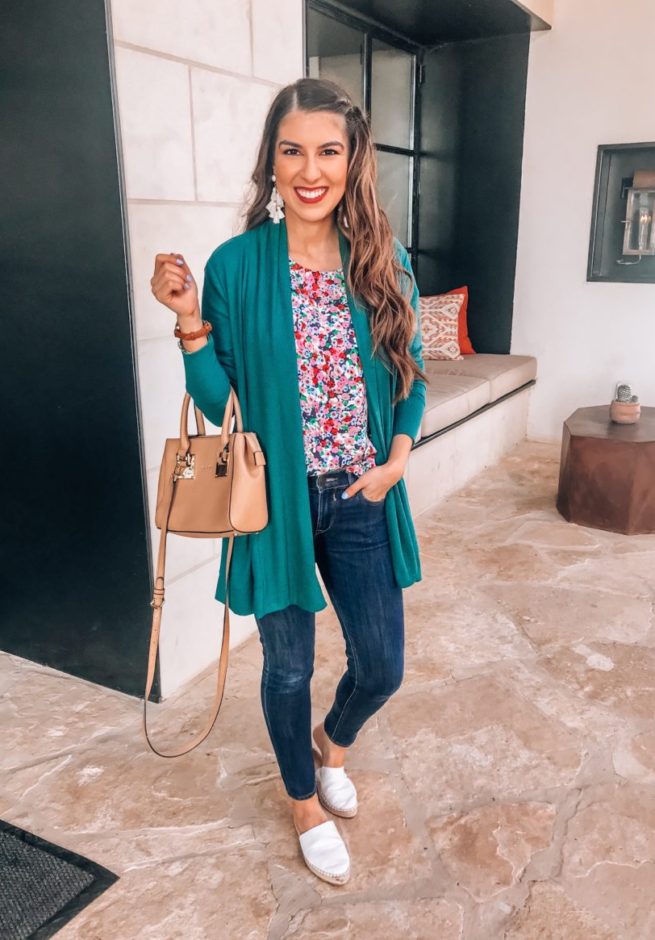 Spring Floral Work Wear Blouse and Cardigan Styled 