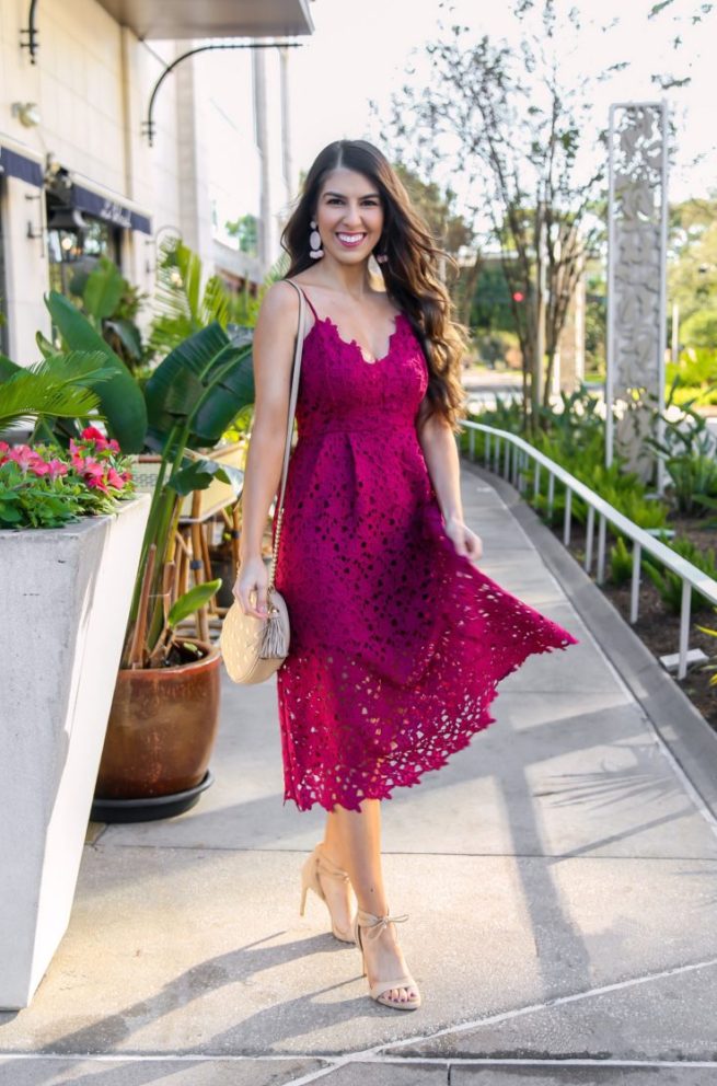 berry lace dress