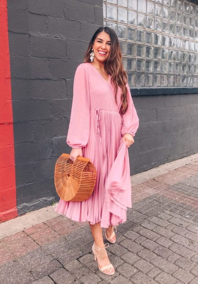 Pink Chiffon Wrap Dress 