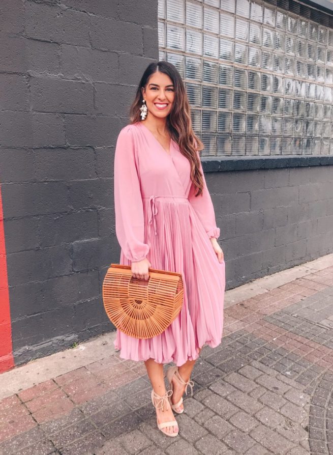 Blush pleated dress shop