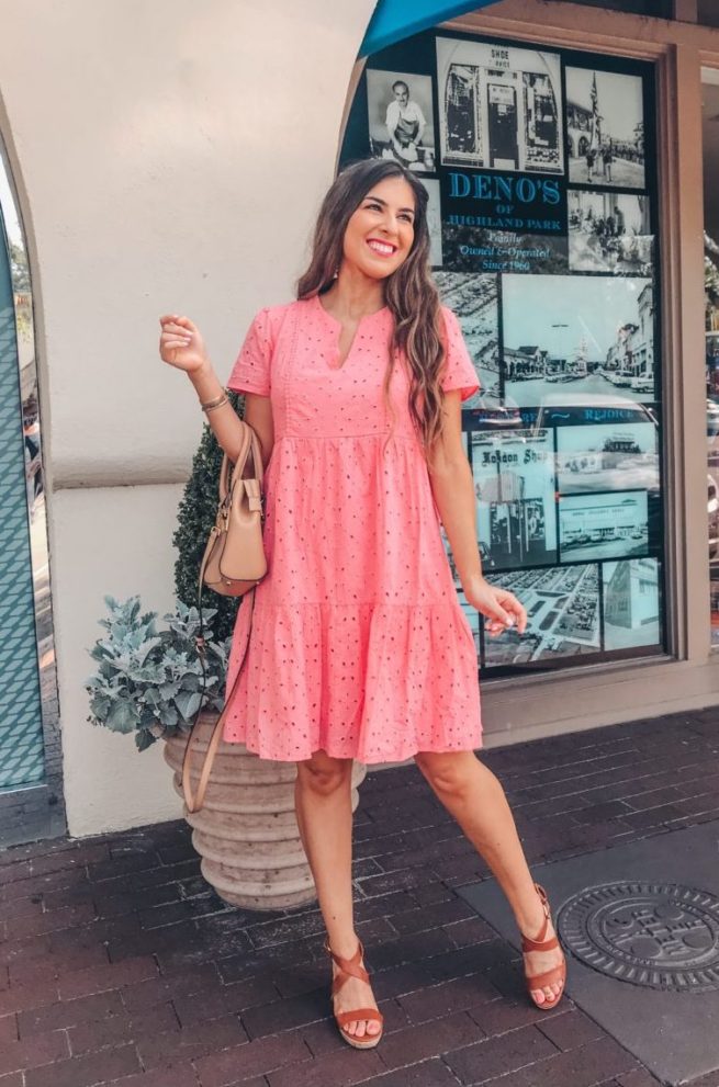 Summer Pink Eyelet Dress 