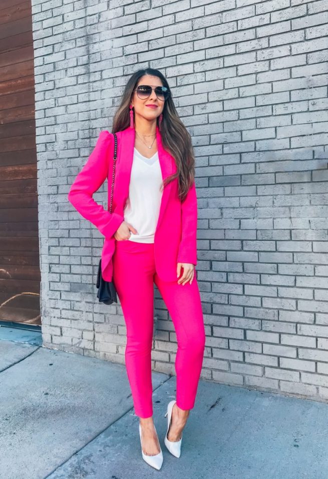 Hot Pink Blazer and Hot Pink Dress Pants 