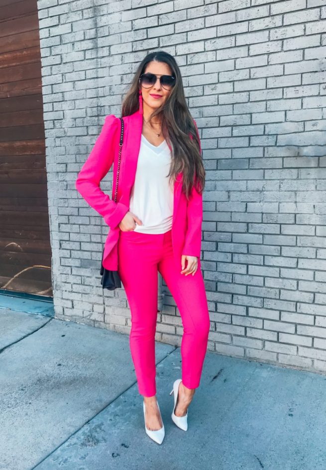 Hot Pink Blazer and Hot Pink Dress Pants 