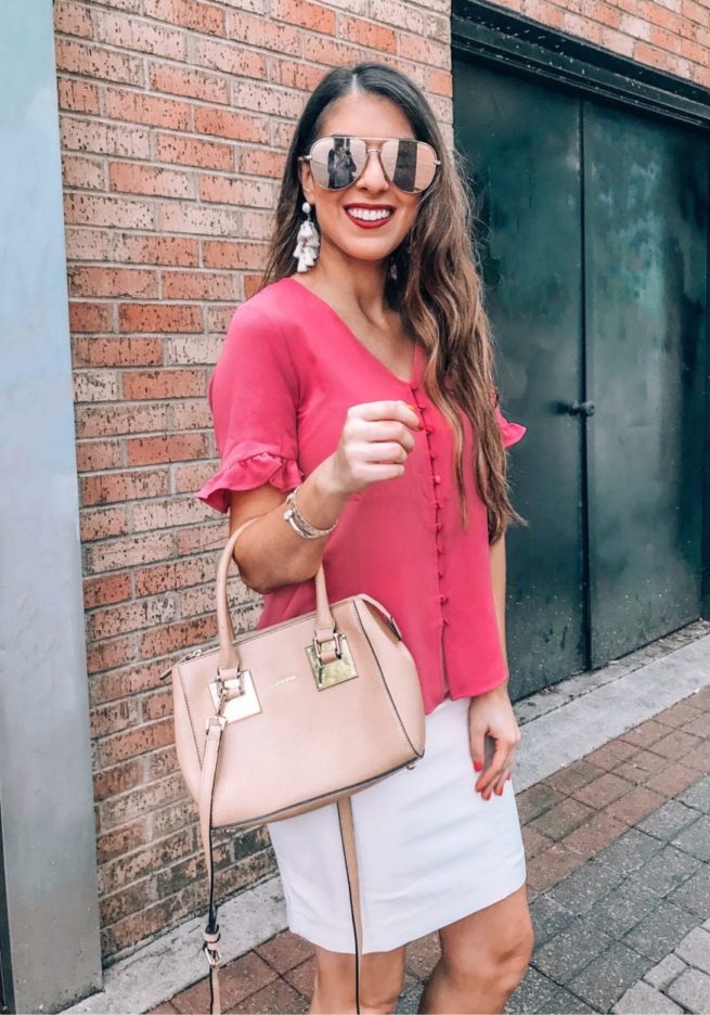 Pink Ruffle Sleeve Blouse 