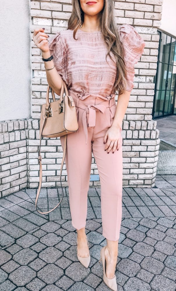 Blush Blouse and Blush Pants for the Office 