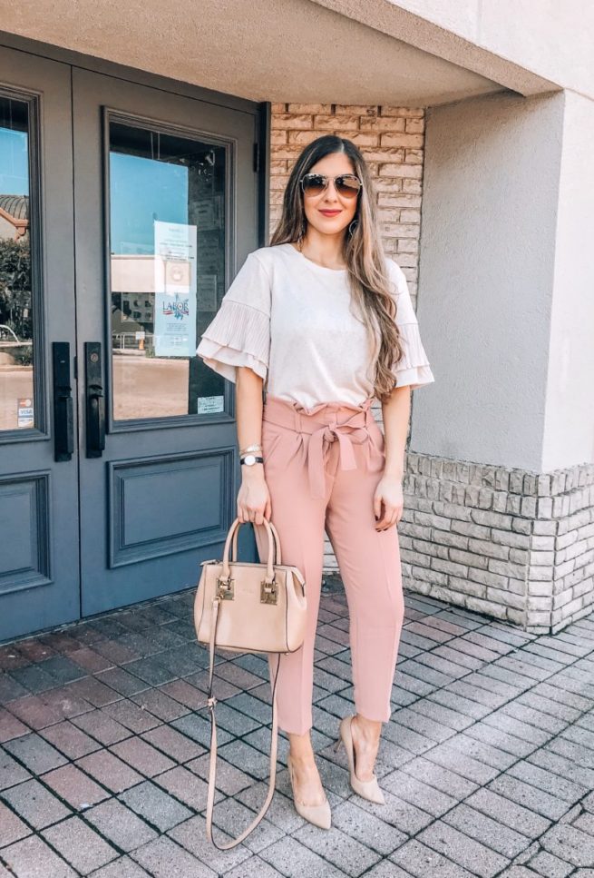 Flutter Sleeve Top and Blush Pants 