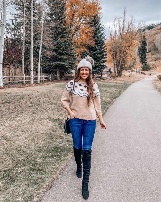 Cute Sweater and Beanie in Vail Colorado 