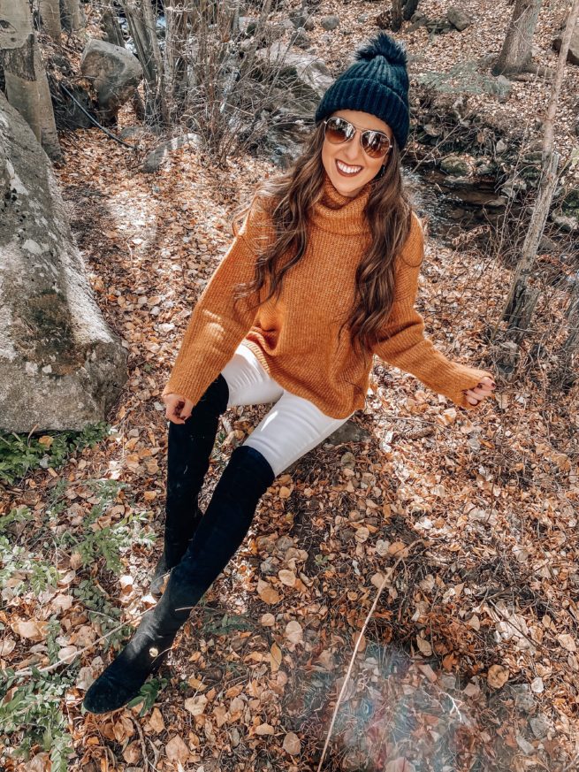 Mustard Turtleneck Sweater Fall Outfit in Colorado 