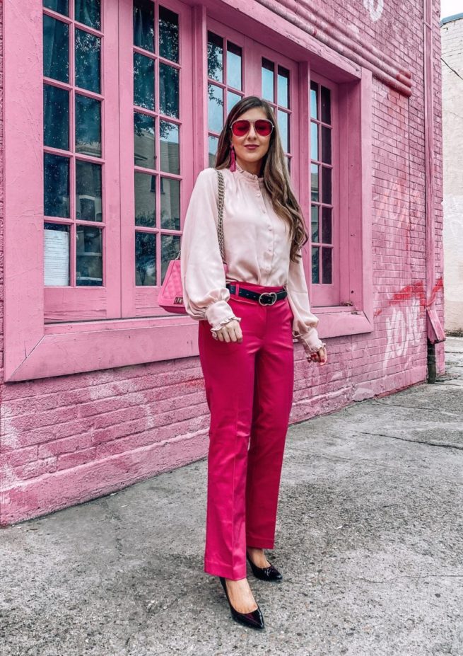 Pink Blouse and Pink Pants for the Office