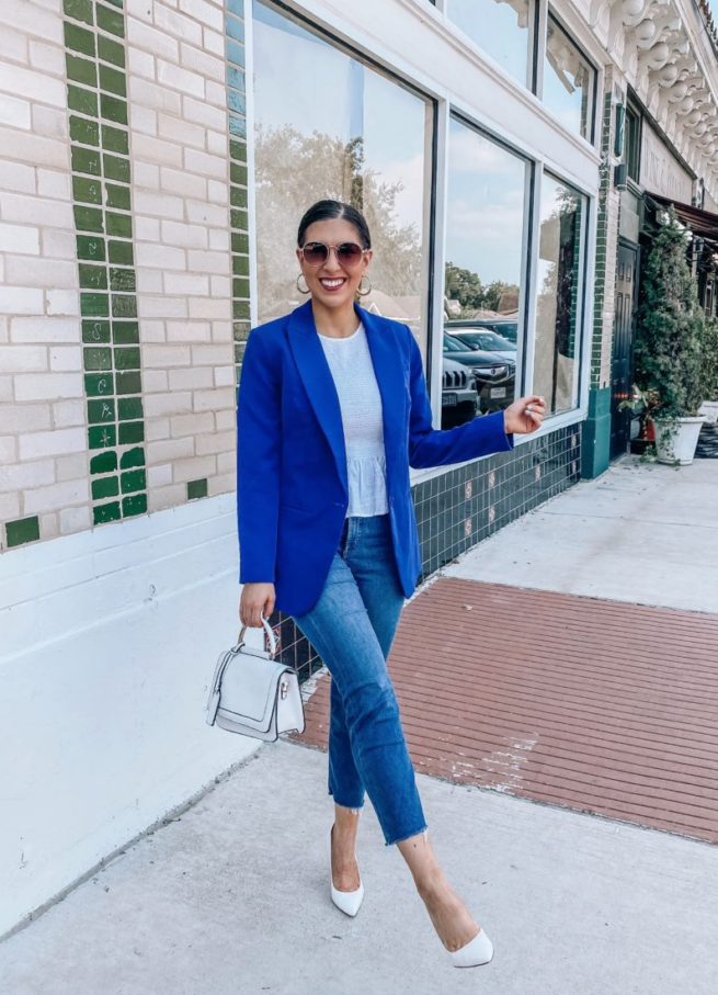 Blue Blazer and Jeans for the Office