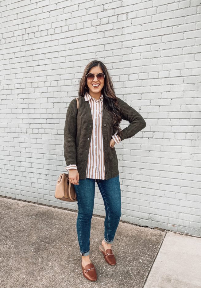 Classic Stripe Button Up Top for the Office